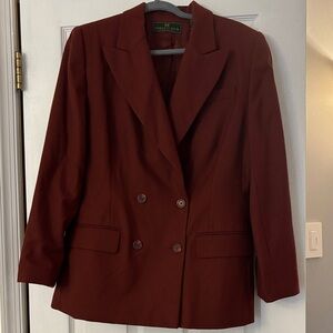 Elegant Burgundy Double-Breasted Blazer